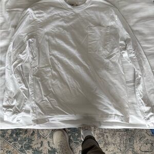 Long Sleeve American Heavyweight Pocket T-Shirt - White